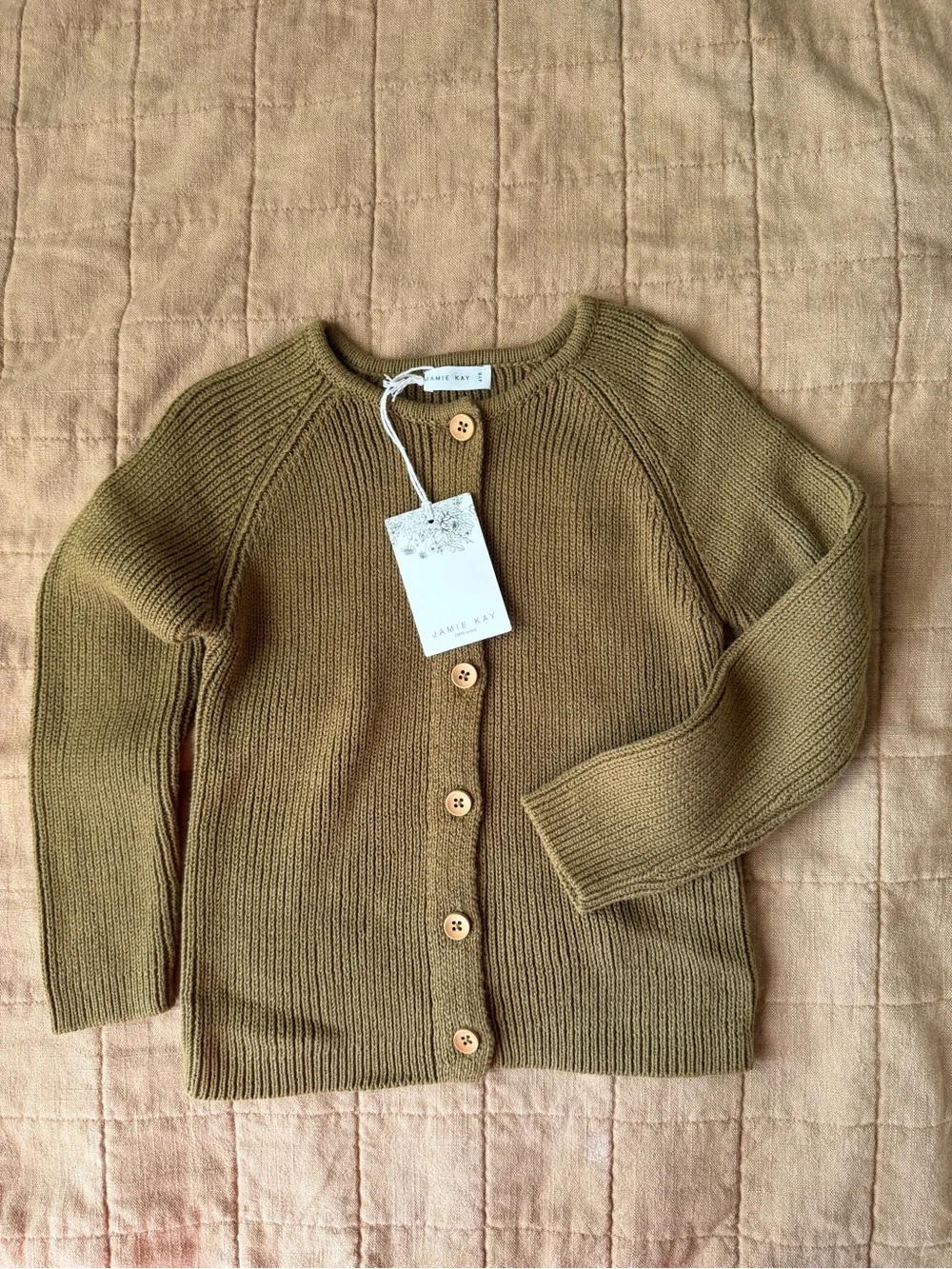 Jamie Kay Olive Green Ribbed Button Cardigan - Picture 1 of 3